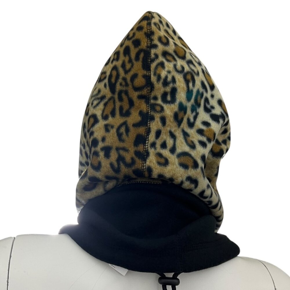 Hot Headz Leopard Print & Black Convertible Fleece Hat Hood Face Cover One Size - Picture 2 of 12